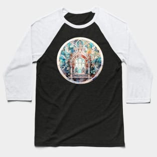 Stained glass window in winter colours Baseball T-Shirt